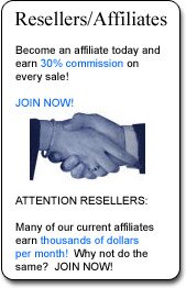 Join our affiliate program and earn 30% on ALL sales directed to us through you!
